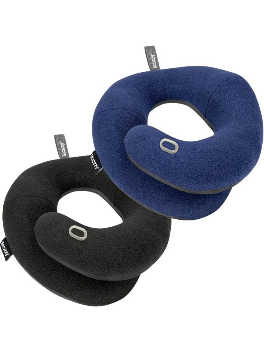 Travel Neck Pillow 2-Pack - XL Black & Navy - Patented Wraparound Support for